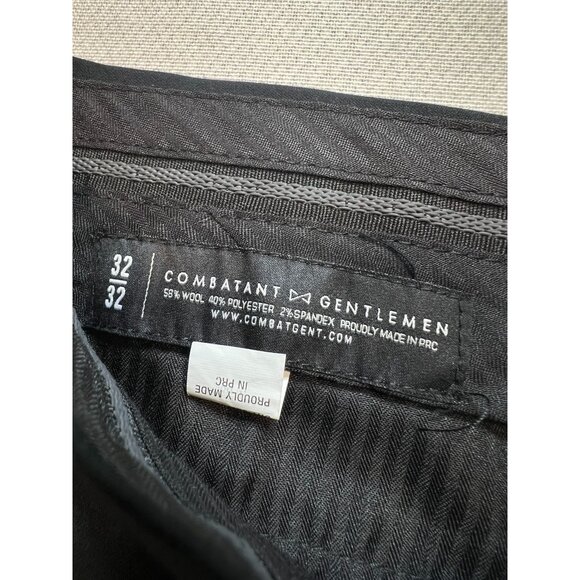 Combantant Gentlemen Mens Wool Dress Pants Flat Front Stretch Sz 32x32 Black - Picture 3 of 12